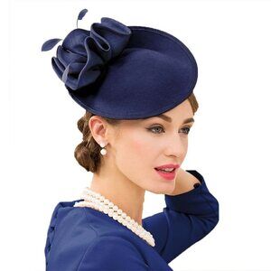 1892 Wool Felt Elegant Ladies Formal Flower Fedoras With Hoop Vintage
